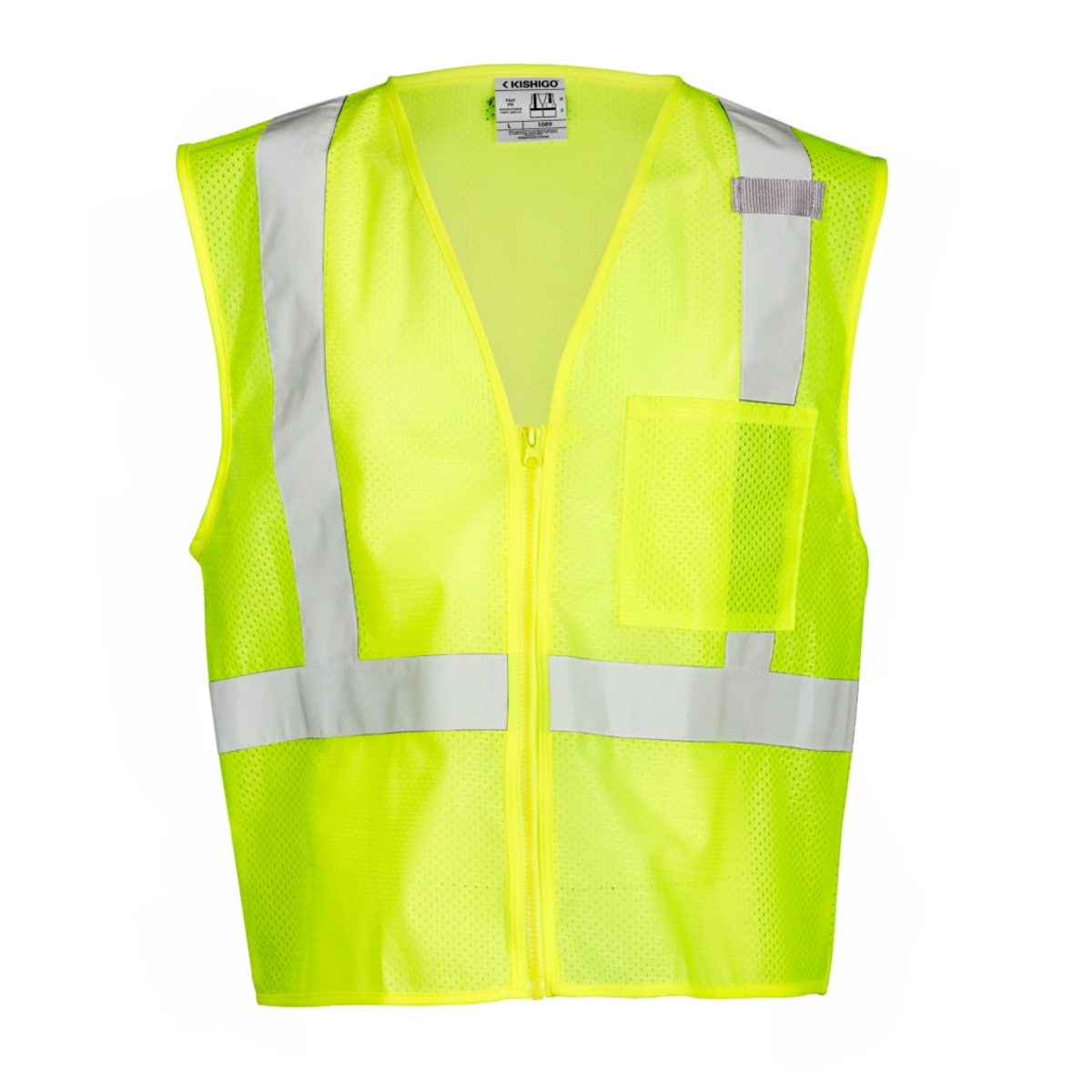 Hi-Vis Zipper Front 1-Pocket Vest in Lime